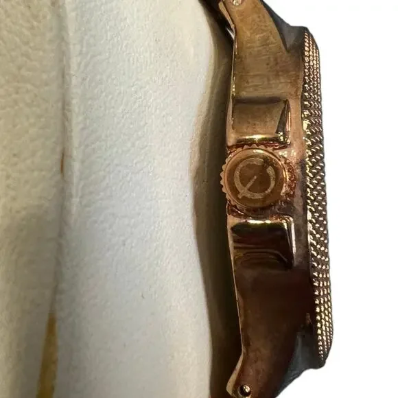 Elgin Studio Rose Gold Fold Over Clasp Analog Swarovski Crystal Watch NEW in Box - Picture 10 of 10